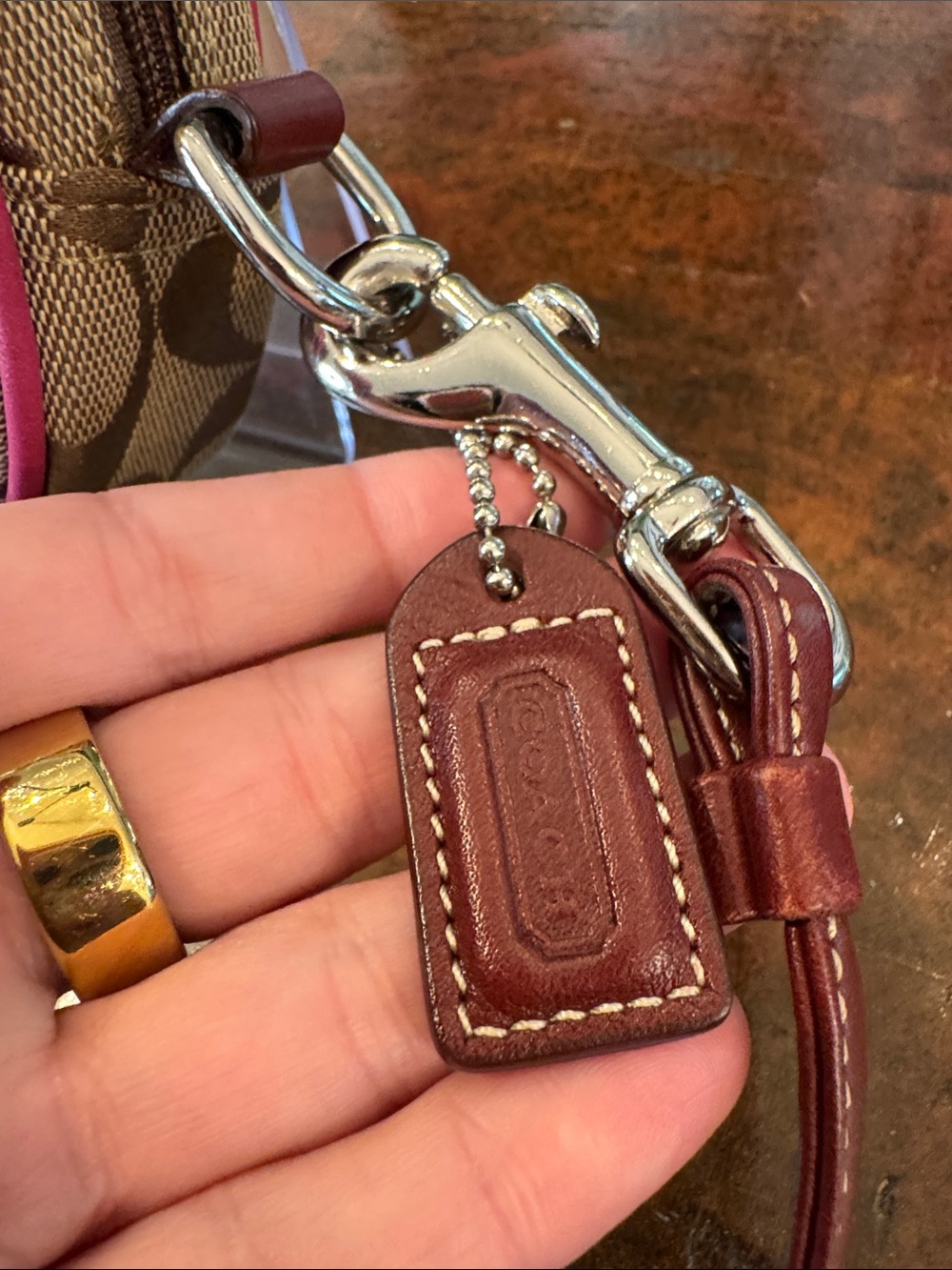 Coach Vintage Pink Suede and Signature Canvas Crossbody Bag - Picture 4 of 12